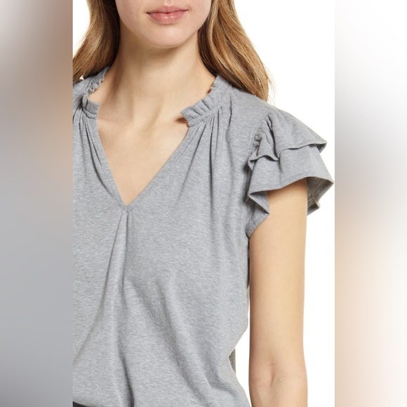 GIBSONLOOK Ruffle Knit Grey Top - Picture 3 of 11